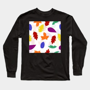 Leaves Pattern - Bold Colors with Pale Colors Behind Long Sleeve T-Shirt